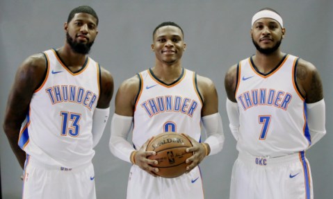Paul George, Russell Westbrook, Carmelo Anthony